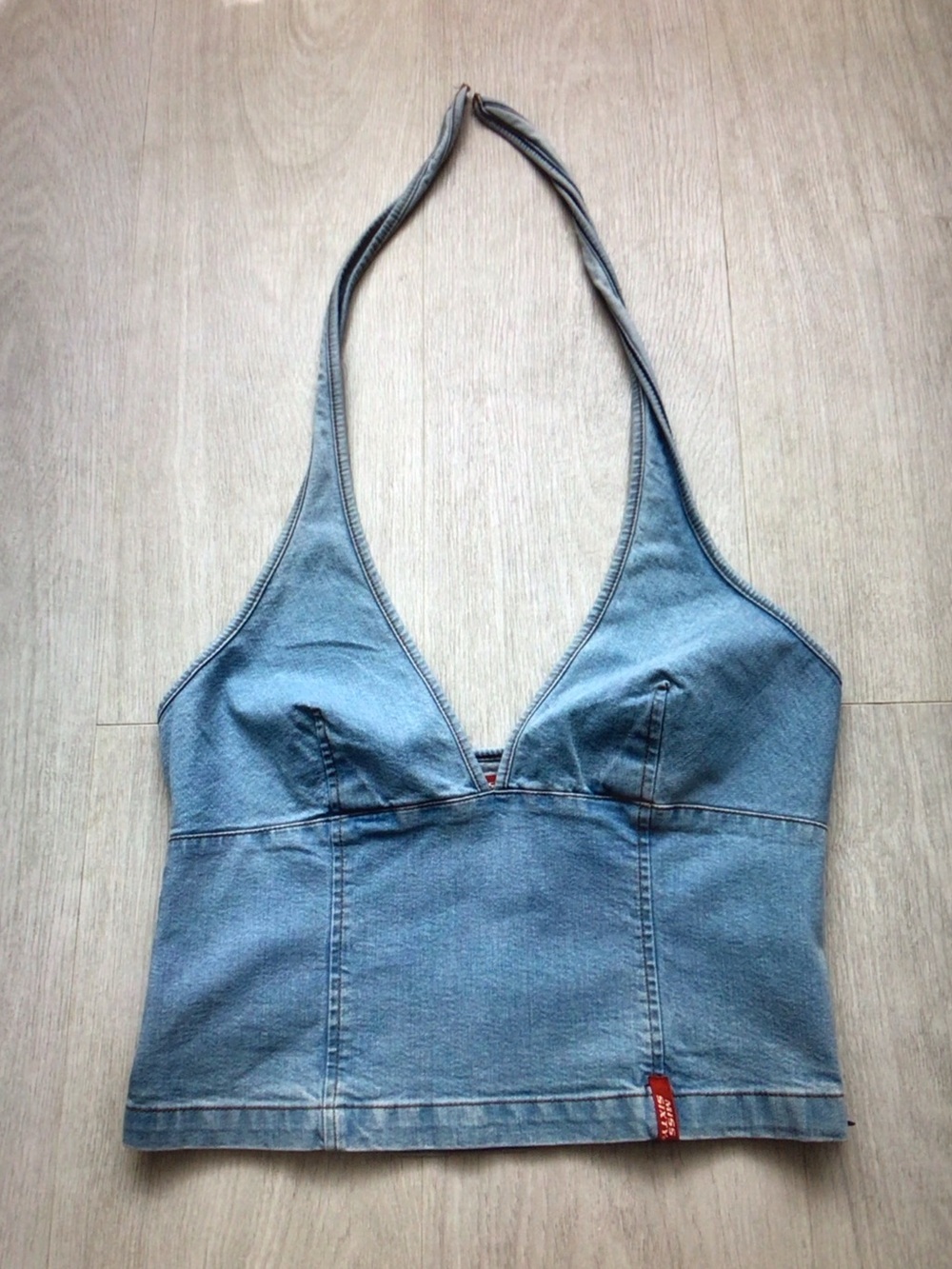 Y2K Miss Sixty Light Blue Denim Halter Tank Top